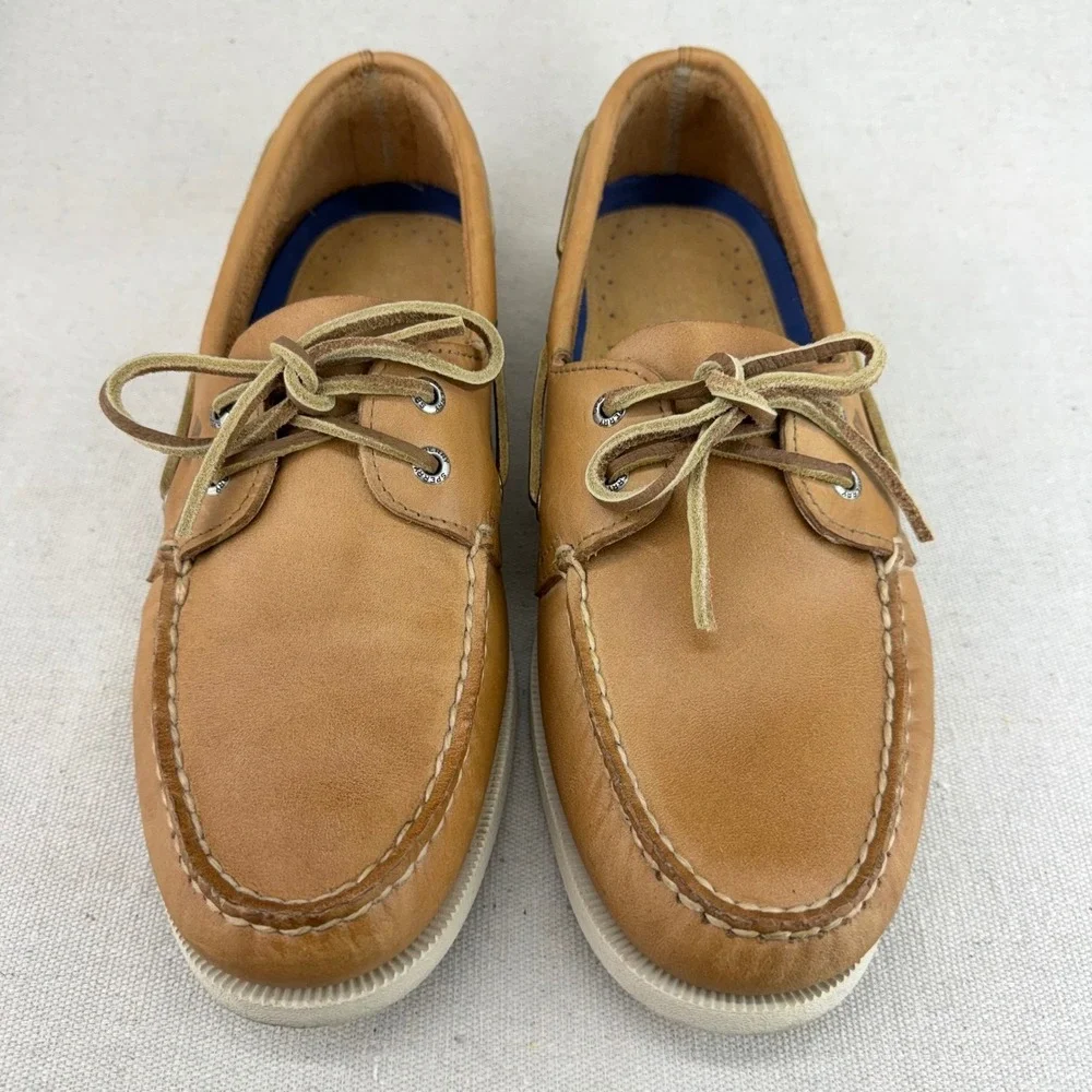 Sperry Top-Sider Mens Authentic Original 2-Eye Boat Shoes Tan Leather 10.5 M